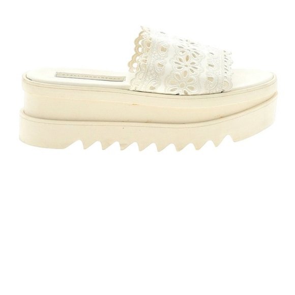 WOMENS STELLA MCCARTNEY WHITE EYELET PLATFORM SANDAL SLIDES 36.5 US/6.5 * - Picture 1 of 10